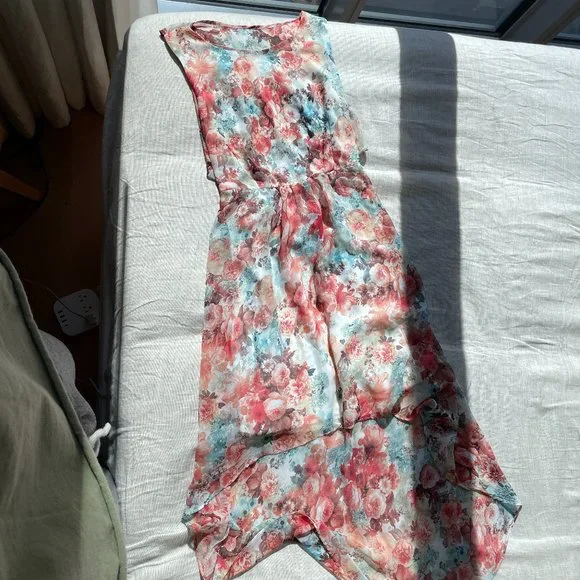 Forever 21 Pink Floral Asymmetrical Sleeveless Dress Small - Picture 1 of 11